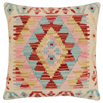 handmade Traditional Pillow Beige Rust Hand-Woven SQUARE 100% WOOL Hand woven turkish pillow2' x 2'